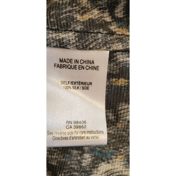 Theory Black Gray Blue Printed Pure Silk Ruisa Caligula Blouse Size S/P EUC - Picture 4 of 4